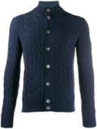 Barba Cable Knit Cardigan - Blue