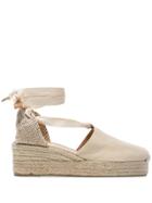 Castañer Cream Campesina 30 Canvas Platform Wedges - Neutrals