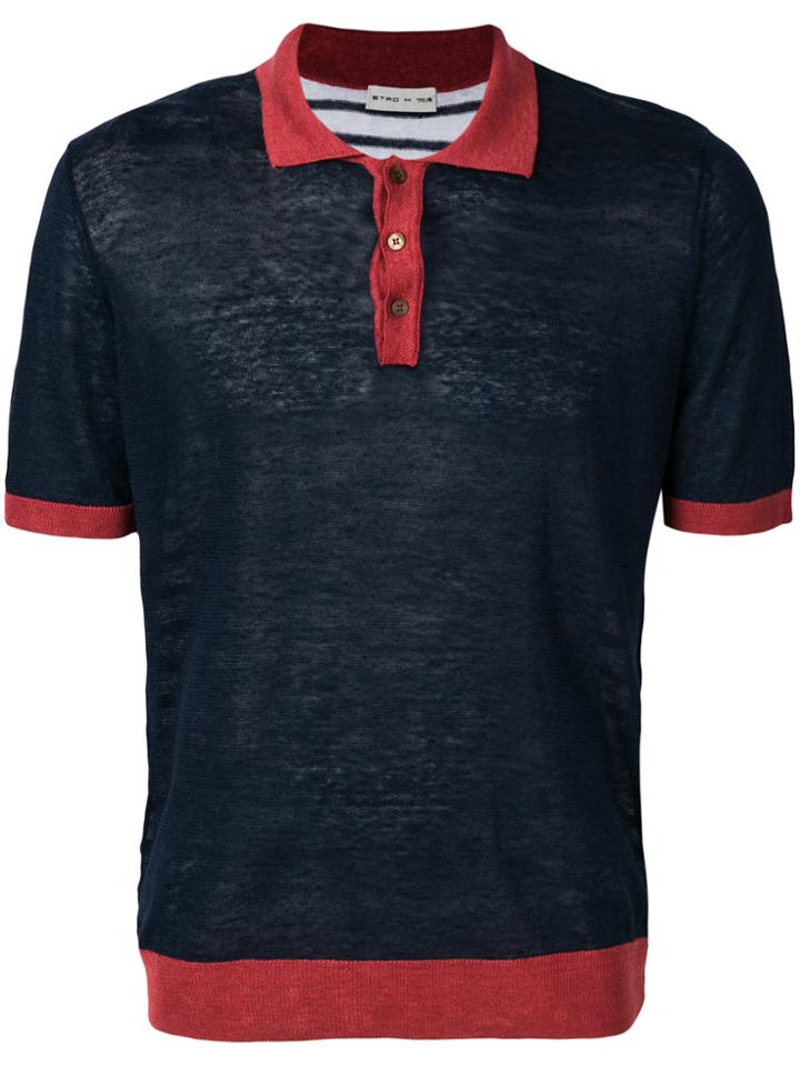 Etro Colour Block Polo Shirt - Blue