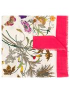 Gucci Floral Printed Scarf - White