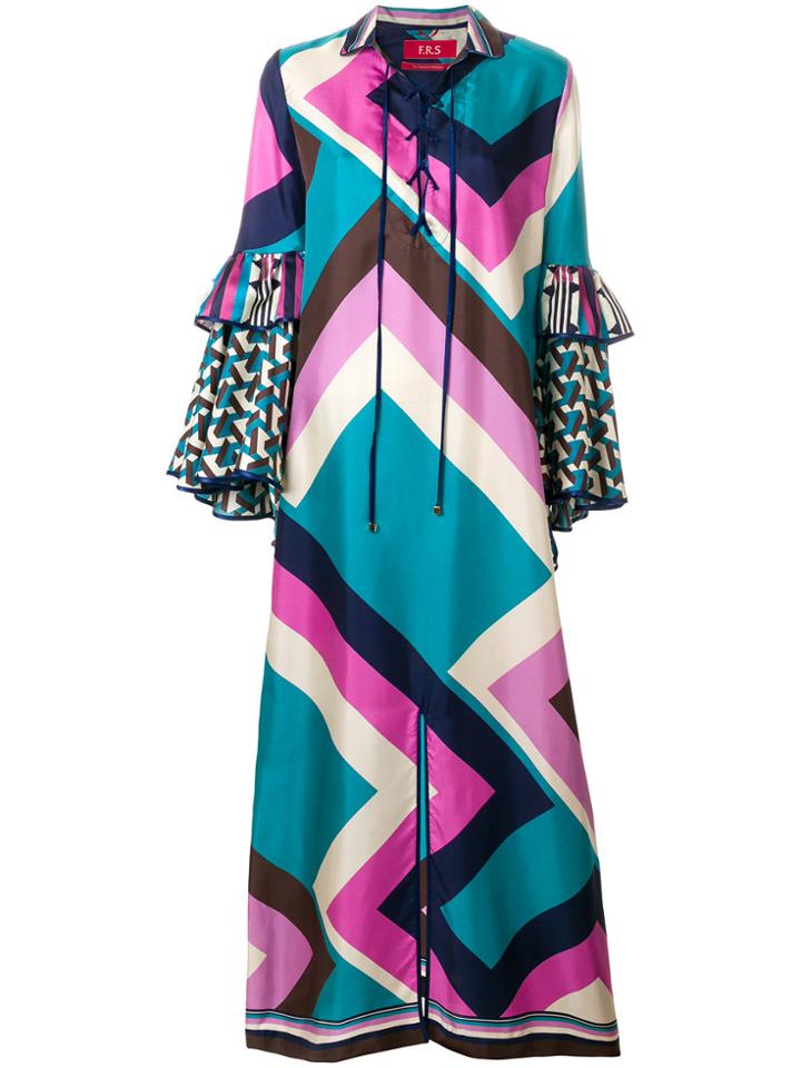 F.r.s For Restless Sleepers Geometric Chevron Maxi Dress - Multicolour