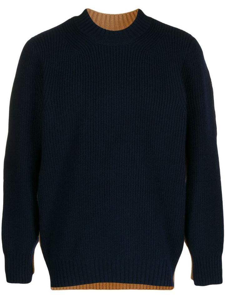 Sacai Two-tone Crew Neck Jumper - Brown