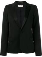 Saint Laurent One Button Blazer, Women's, Size: 42, Black, Silk/cotton/polyester/wool