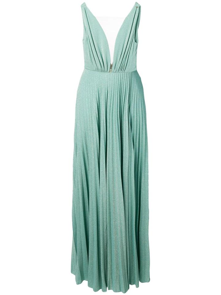 Elisabetta Franchi Sparkle Pleated Gown - Green