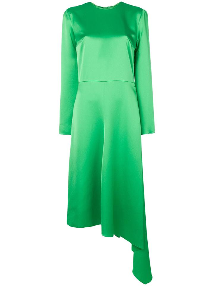 Msgm Asymmetric Hem Bow-back Dress - Green