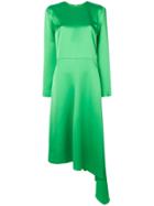 Msgm Asymmetric Hem Bow-back Dress - Green