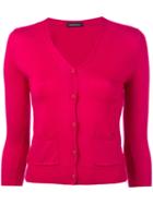 Samantha Sung - V-neck Cardigan - Women - Silk/cashmere - M, Pink/purple, Silk/cashmere