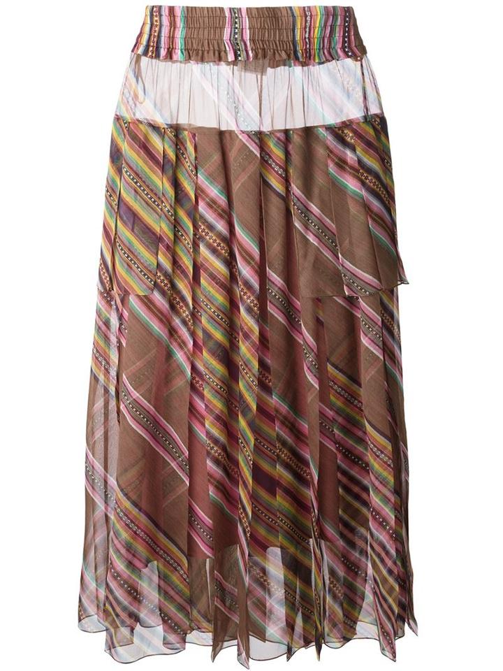 Christian Dior Vintage Long Striped Pleated Skirt