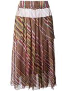Christian Dior Vintage Long Striped Pleated Skirt