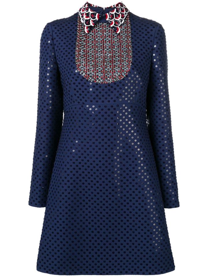 Valentino Sequinned Polka Dot Dress - Blue