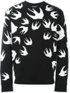 Mcq Alexander Mcqueen Swallow Print Sweatshirt, Men's, Size: M, Grey, Cotton/polyester