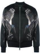 Neil Barrett Hawk Print Bomber Jacket, Men's, Size: Medium, Black, Polyester/viscose/spandex/elastane