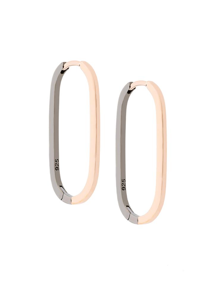 Astley Clarke Bi-piet Oval Hoop Earrings - Metallic