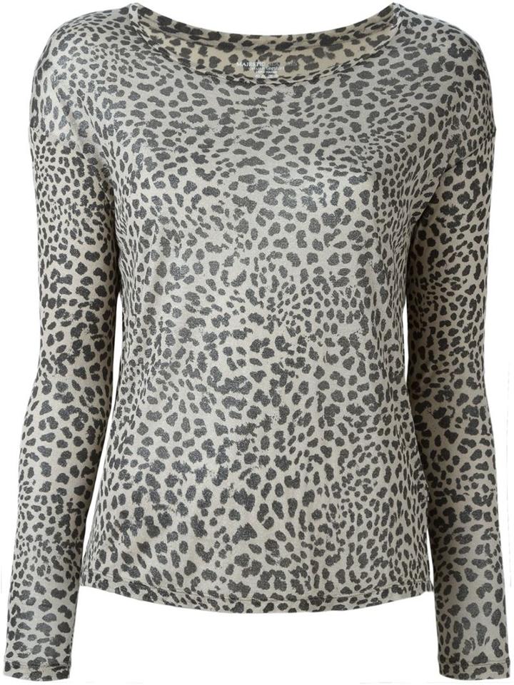Majestic Filatures Leopard Print Top, Women's, Size: 2, Nude/neutrals, Viscose