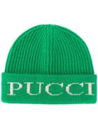 Emilio Pucci Ribbed Logo Intarsia Beanie - Green