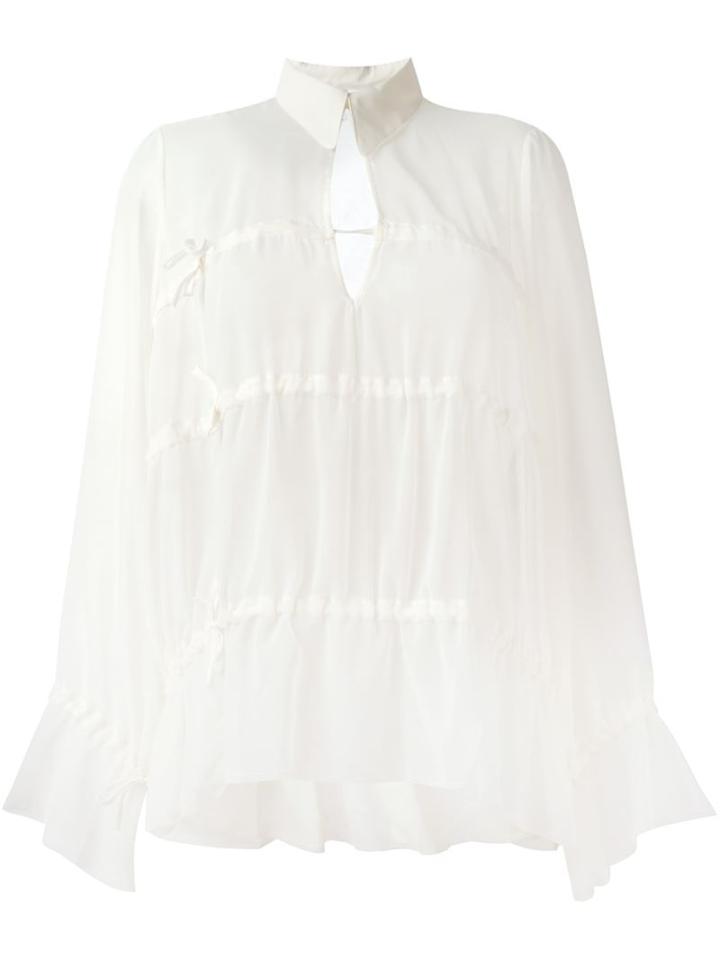 Mm6 Maison Margiela Sheer Blouse, Women's, Size: 44, Nude/neutrals, Polyester