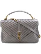 Saint Laurent - Large 'collège' Bag - Women - Calf Leather - One Size, Grey, Calf Leather