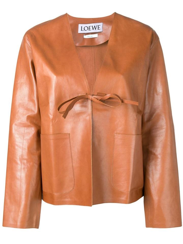 Loewe Short Leather Jacket - Brown