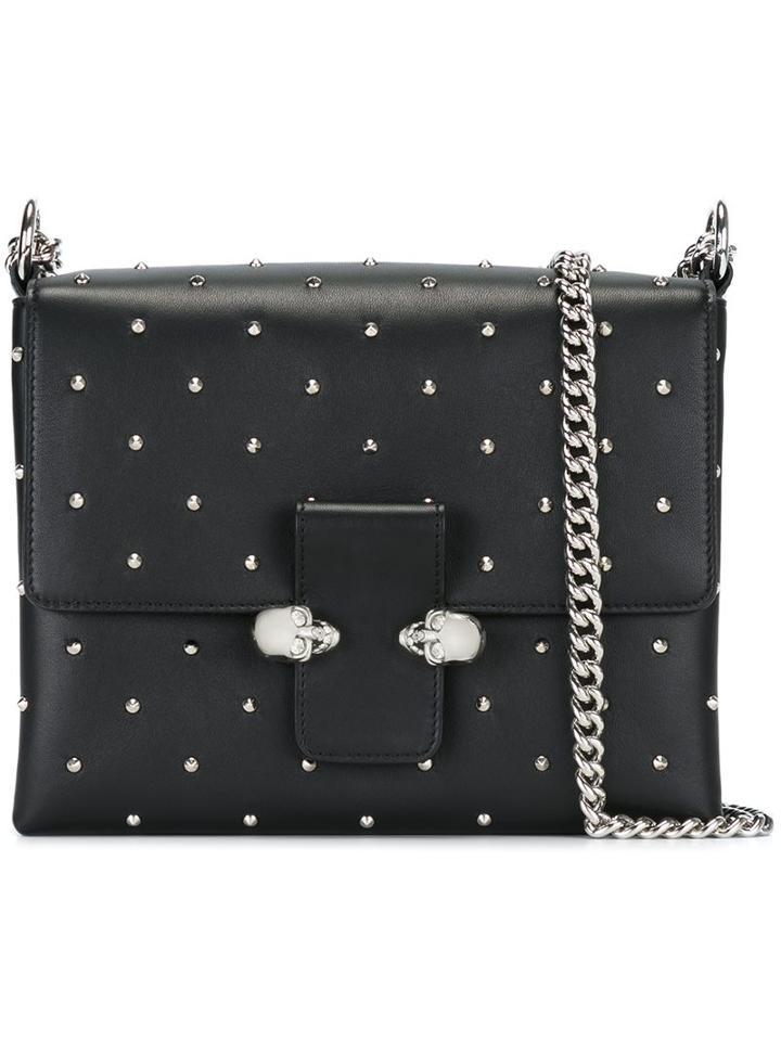 Alexander Mcqueen 'twin Skull' Satchel, Women's, Black, Leather/metal