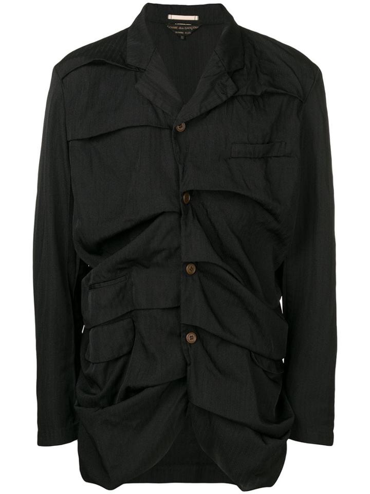 Comme Des Garçons Homme Plus Ruched Button Jacket - Black
