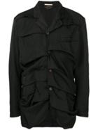 Comme Des Garçons Homme Plus Ruched Button Jacket - Black