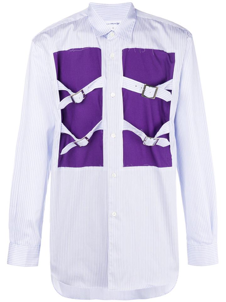 Comme Des Garçons Shirt Patchwork Style Collared Shirt - Blue