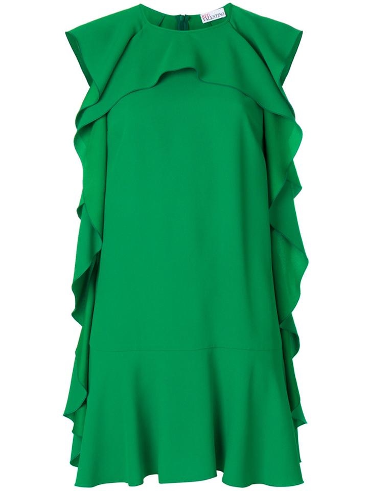 Red Valentino Ruffle Shift Dress - Green