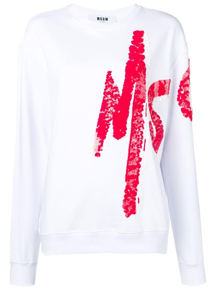 Msgm Logo Painted Sweatshirt - White