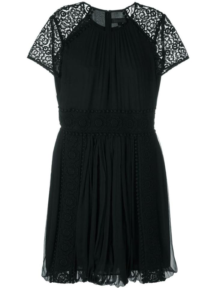 Burberry Prorsum Embroidered Lace Sleeve Flared Dress
