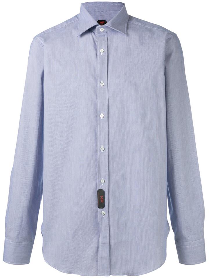 Mp Massimo Piombo Plain Shirt, Men's, Size: 43, Blue, Cotton