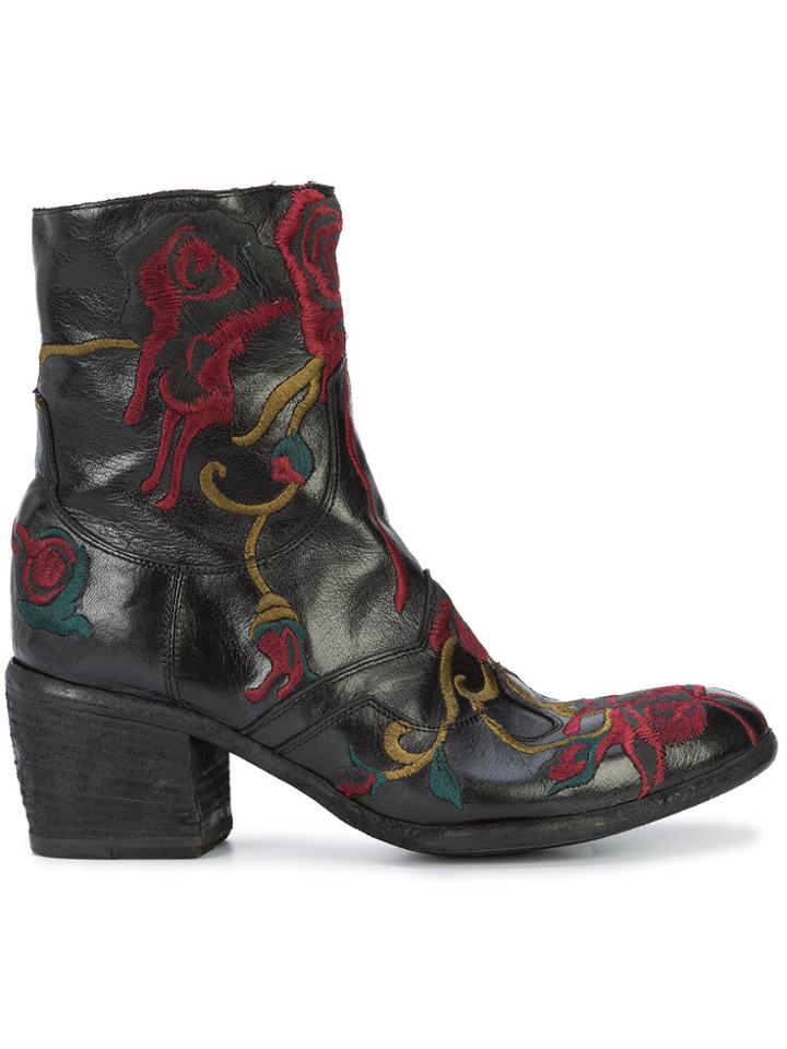 Fauzian Jeunesse Embroidered Ankle Boots - Black