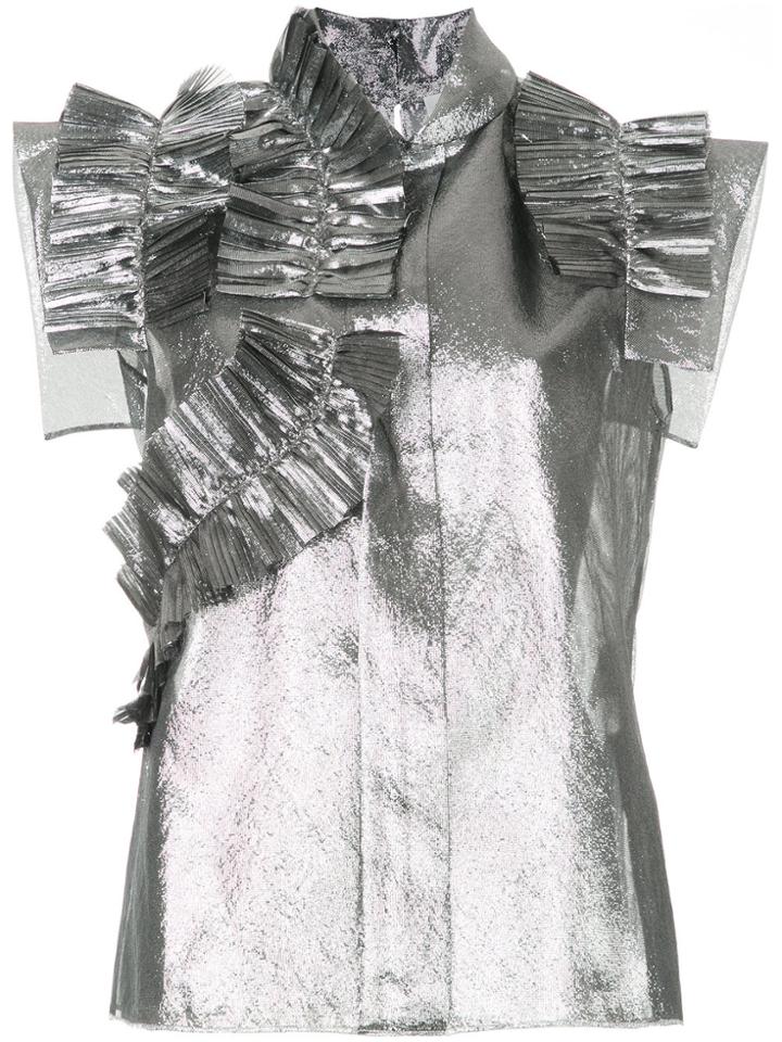 Dice Kayek Metallic Ruffled Shirt