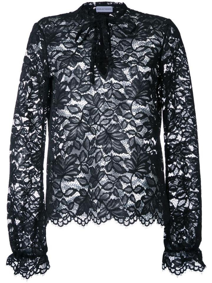 Scanlan Theodore Floral Lace Blouse, Women's, Size: 10, Black, Polyamide