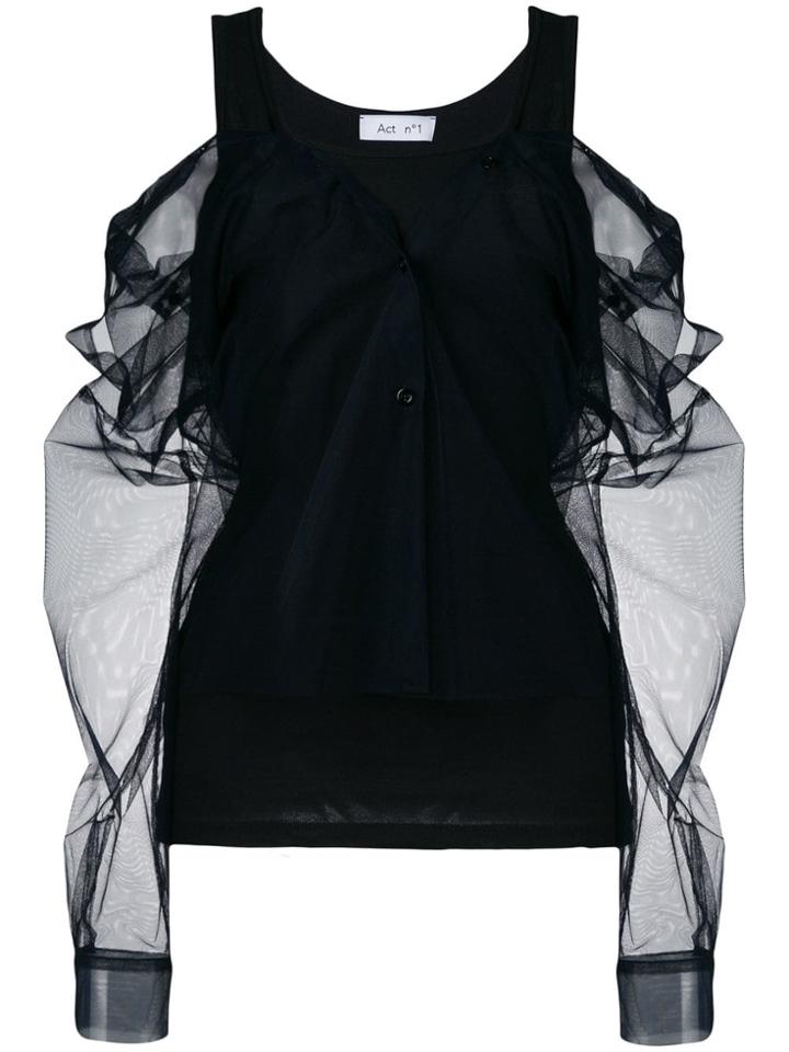 Act N&deg;1 Sheer Gathered Blouse - Black