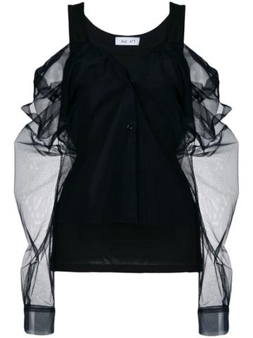 Act N&deg;1 Sheer Gathered Blouse - Black