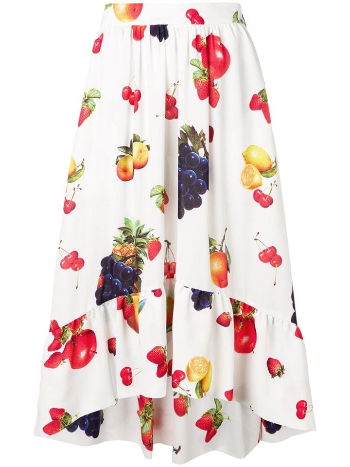 Msgm Fruit Print Flared Skirt - White