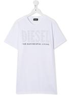 Diesel Kids Teen Tabel Stud Logo T-shirt - White
