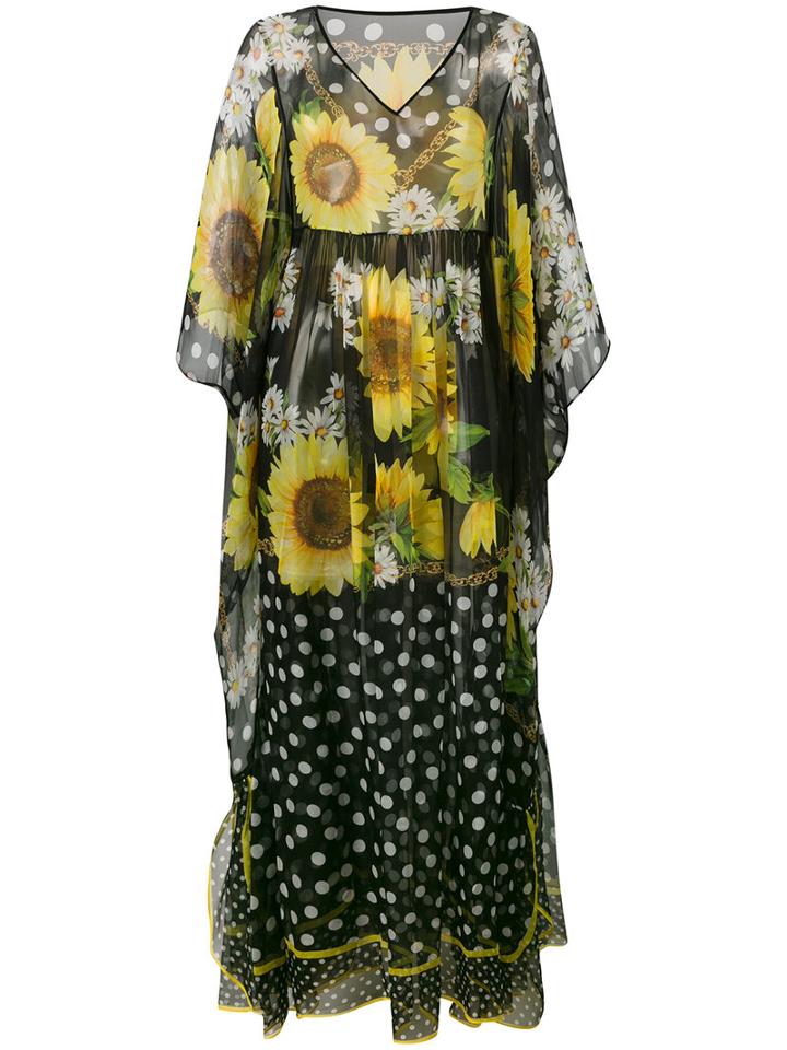 Dolce & Gabbana - Floral Print Maxi - Women - Silk - 42, Black, Silk