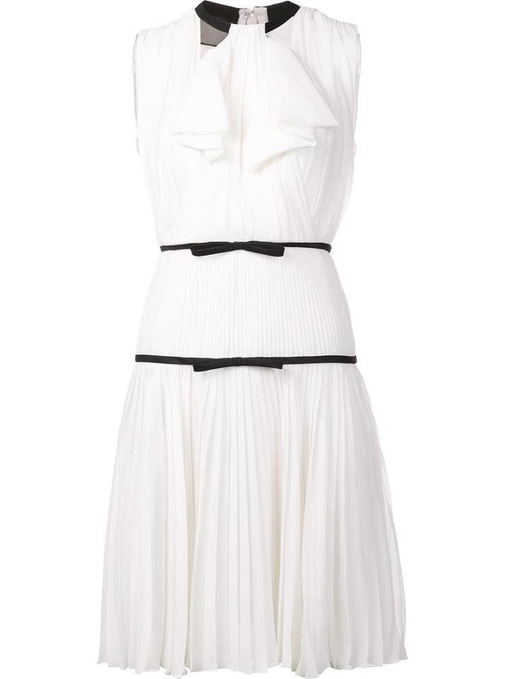 Giambattista Valli Bow Detail Pleated Dress, Women's, Size: 38, White, Cotton