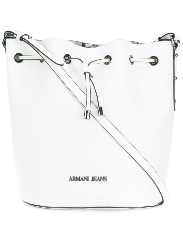 Armani Jeans - Drawstring Bucket Bag - Women - Polyester/pvc - One Size, White, Polyester/pvc
