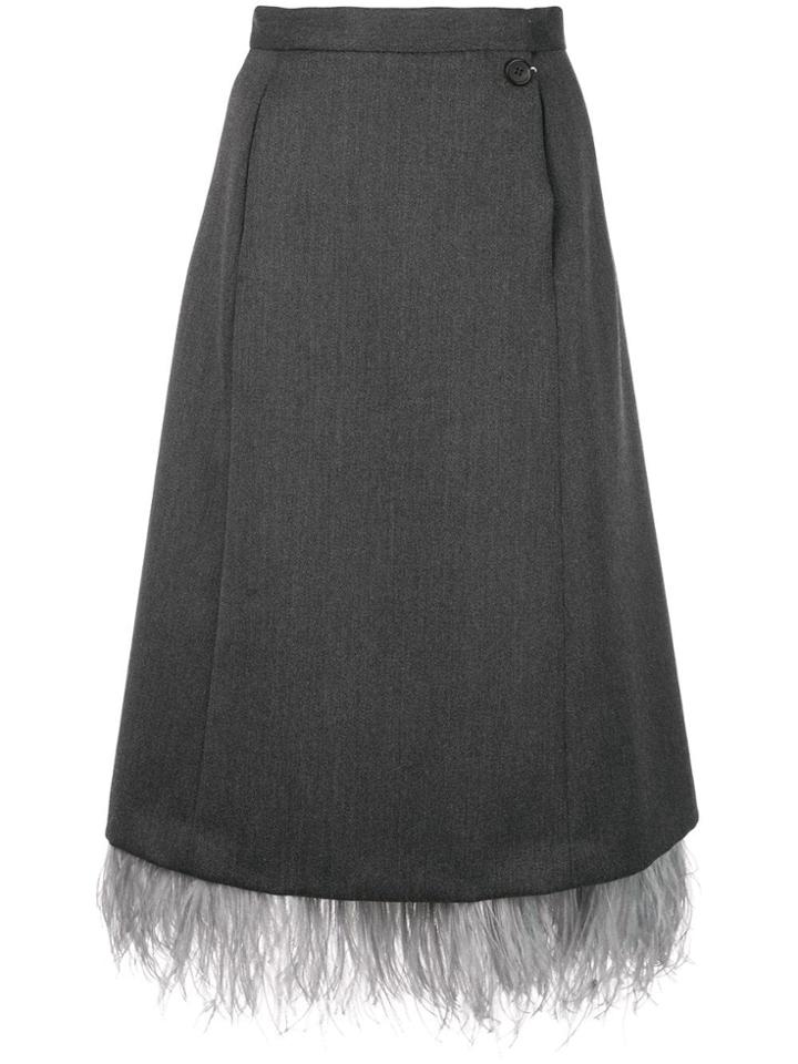 Maison Margiela Fringe Detail Midi Skirt - Grey