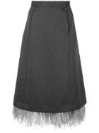 Maison Margiela Fringe Detail Midi Skirt - Grey