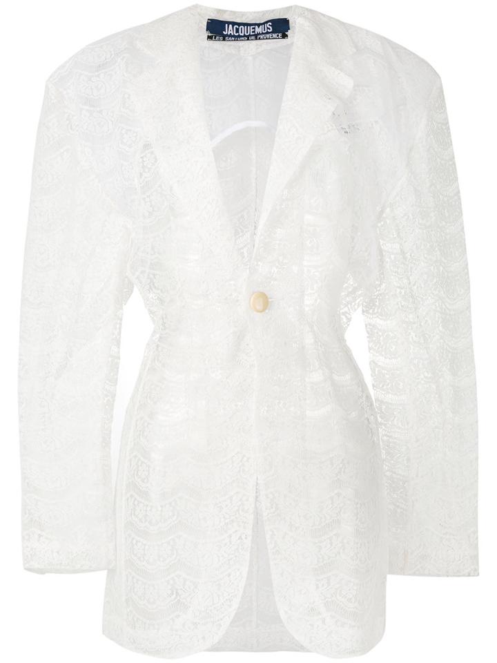 Jacquemus - Sheer Lace Coat - Women - Cotton/nylon/polyester - 38, White, Cotton/nylon/polyester