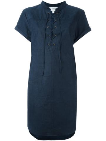 Frame Denim Lace-up Suede Dress, Women's, Size: Medium, Blue, Cotton/suede/polyester/spandex/elastane