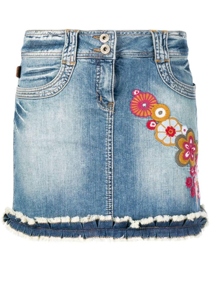 Moschino Pre-owned Appliqué-detail Denim Mini Skirt - Blue
