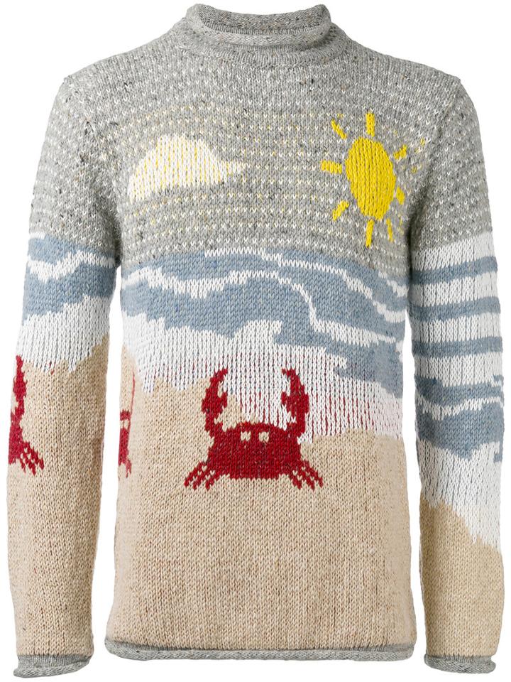 Thom Browne - Beach Motif Jumper - Men - Cotton/mohair/wool - 2, Nude/neutrals, Cotton/mohair/wool