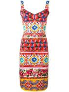Dolce & Gabbana Mambo Print Fitted Dress, Women's, Size: 44, Silk/polyamide/spandex/elastane