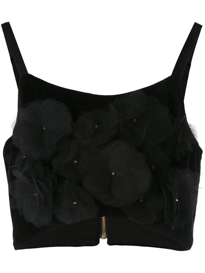Tu Es Mon Trésor Tule Flower Top - Black