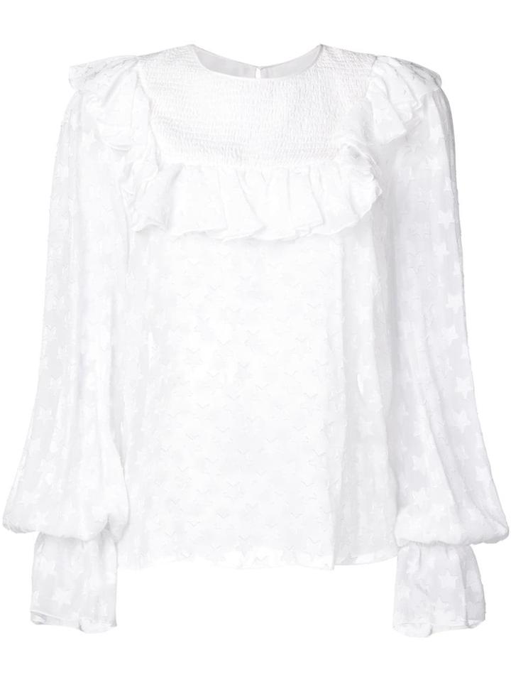 Dondup Ruffle Trim Sheer Blouse - White