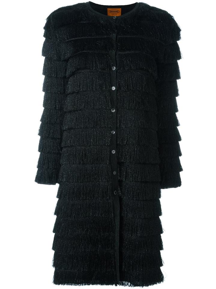 Missoni Metallic Fringed Mid-length Cardigan, Women's, Size: 40, Black, Polyester/cupro/viscose